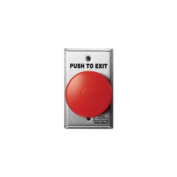 Alarm Controls TS21R 2-1/2" Round Red Mushroom Push to Exit Button Satin Stainless Steel TS21R